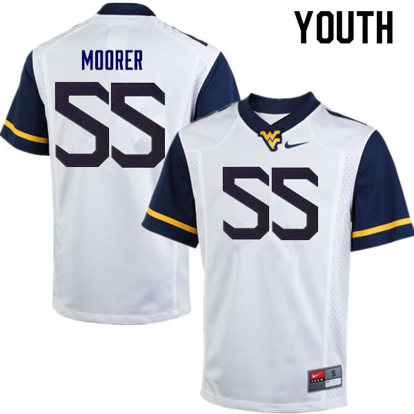 Youth #55 Parker Moorer West Virginia Mountaineers College Football Jerseys Sale-White - Click Image to Close
